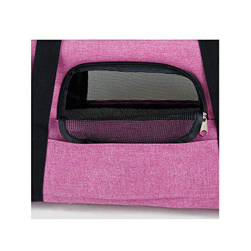 Sac transport chat chien pliable rose et matelas amovible - 7