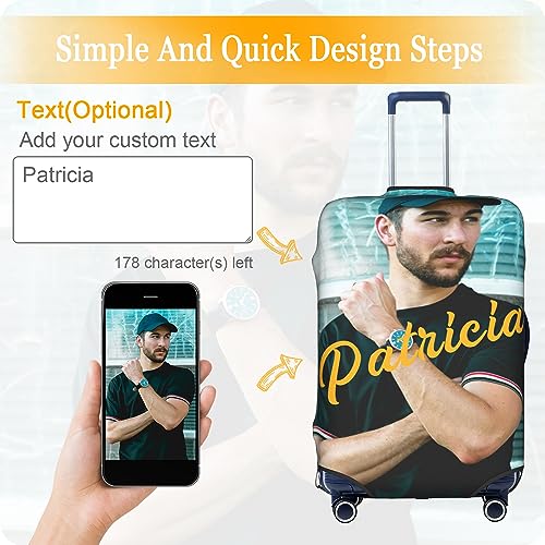Custom Luggage Cover Personalized Luggage Cover Customize Your Photo Text Logo Name Double-Sided Elastic Washable Customizable Print Suitcase Sleeve Protector for Women Men for Travel (XL)2