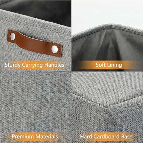 Image of DULLEMELO Large Storage Baskets for Blankets Living Room 51L Canvas Storage Baskets for Organizing 3 Pack Collapsible Baskets Bins for Organizing Home Office with Handles (Grey)