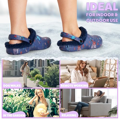 Image of Disney Stitch Clogs for Women Winter Fleece Lining Warm Slip On Sandals Outdoor Garden Shoes with Strap Gifts for Women