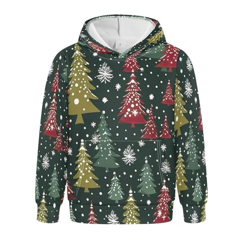 Kids Hoodies Sweaters Christmas Xmas Trees Hooded Sweatshirts with Big Pockets for Boys Girls B0400320