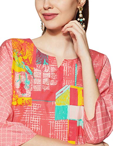Image of Rangriti Peach Straight Viscose Kurta for Women
