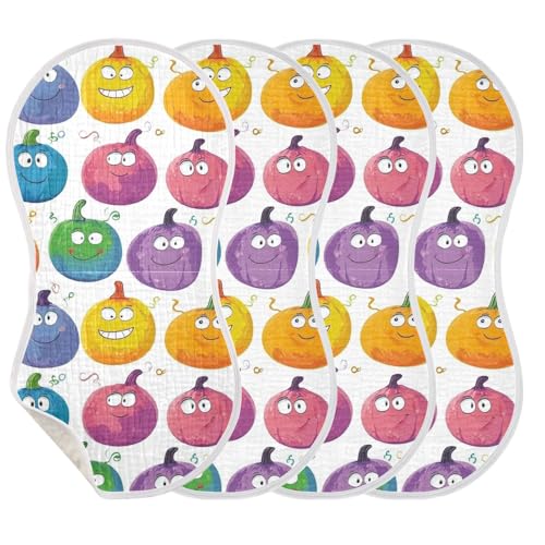 Cute Cartoon Pumpkins Cotton Muslin Cotton Burp Cloths Breathable wash rag for Babies boy and Girl Set of 2, 22x11in3