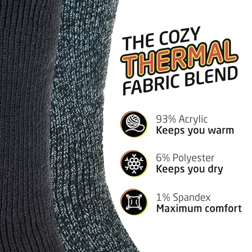HOT FEET Thermal Socks for Men - Extreme Cold Weather, 2 Pack Thick Warm Socks, Winter Insulated, Size 6-12.52
