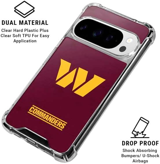 Skinit Clear Phone Case Compatible with Google Pixel 10 Pro - Officially Licensed NFL Washington Commanders Distressed Design
