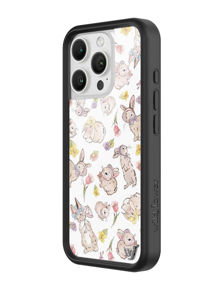 Image of Wildflower Cases - iPhone 16 Pro Compatible - Bunnies in Bonnets | Impact-Certified 6.5 ft Drop Protection Case, Raised Protective Bumper, Cute Aesthetic Design, Women-Owned Small Business