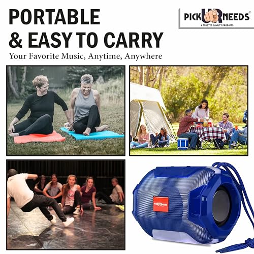 Image of Pick Ur Needs Wireless Rechargeable Mega Bass Portable Bluetooth Speaker | Water Proof | Splash Proof | Premium Speaker Compatible with All Mobile Phone (Blue)