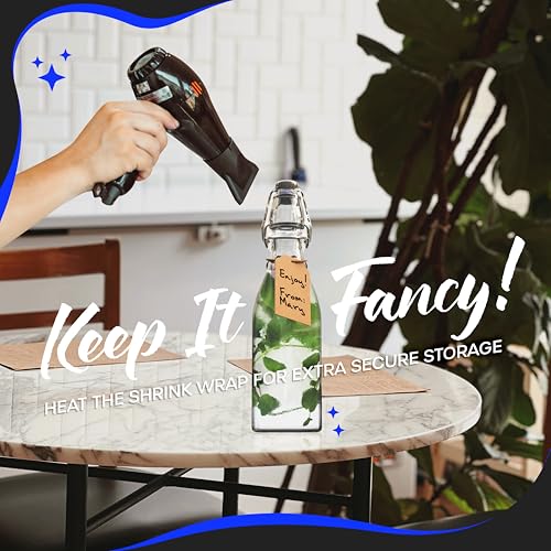 Nevlers 12PK 12oz Square Swing Top Glass Bottles with Lids | Clear Glass Bottles with Airtight Lid For Use as Mead Bottles or Beer Bottles for Home Brewing | Glass Flip Top Bottles with Caps