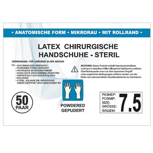 Dynarex Sterile OP-Handschuhe Aus Latex, Puderfrei, Paarweise Steril, 200 Paar, Größe 6, Medizinisch