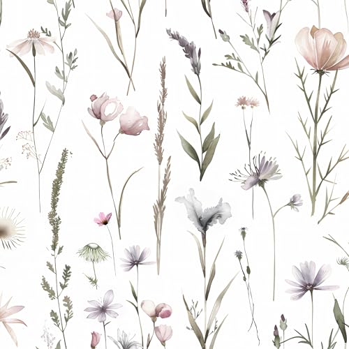 AMIGO Papel Vinílico Adhesivo Floral con Motivos de Flores Silvestres - Autoadhesivo para Decorar baños, Armarios, Paredes y Estantes 44x300cm
