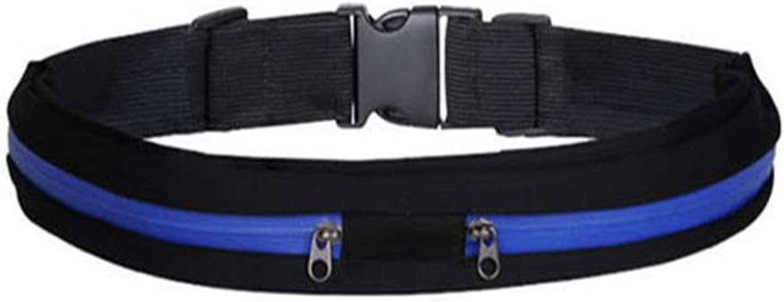 OKSTATION Mini Waterproof Double-Pockets Sport Runner Security Elastic Fanny Pack Belly Waist Bum Bag Travel Fitness Cycling Running Jogging Purse Pouch Belt