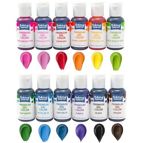 Bakery Crafts Premium Gel Food Coloring 12 Bottle Assortment, 7.2 Fl Oz