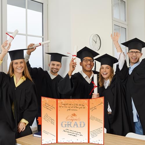 Image of Crenics Orange Graduation Decorations Class of 2026, Creative Graduation Guest Sign in Book Alternative, Congrats Grad Signature Book 18 inch x 12 inch, Awesome Graduation Gift or Keepsake