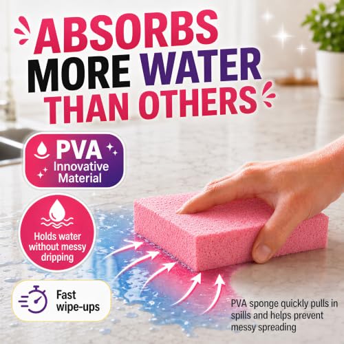 Image of PVA Household Cleaning Sponges, 8 Pack, 4 Colors