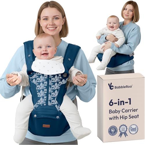 BabbleRoo Grow Carrier &ndash; Safety-Certified 6-in-1 Toddler & Baby Carrier with Hip Seat, Ergonomic &...