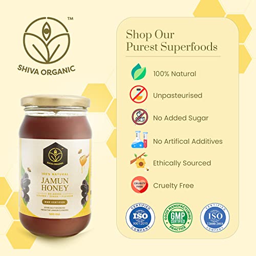 Image of Shiva Organic Jamun Honey 1 KG | NMR Tested |100% Natural Healthy and Pure Honey | No Added Sugar Flavour Unadulterated Sourced ethically from Jamun flowers