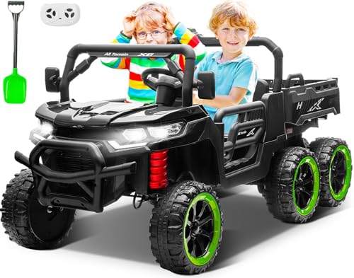 Letsgokid 24V 2-Seater Ride on Dump Truck, 4WD 6-Wheel Kids
