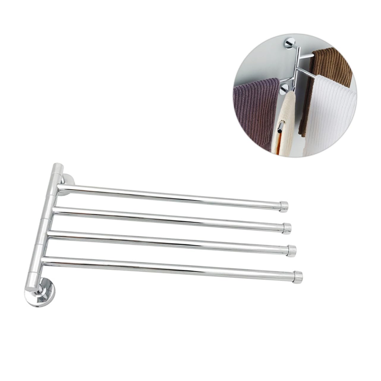 Portasciugamani Girevole in Acciaio Inox Argento per Bagno | 1 Pezzo, Accessori Bagno Coordinati, Finitura Antiruggine, Soluzione Salvaspazio per Cucina