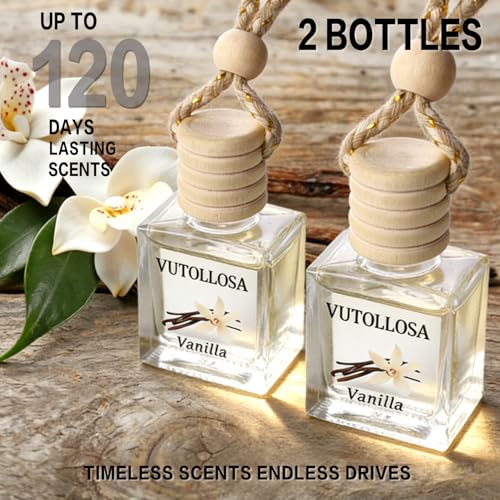 Image of 2-Pack Car Air Fresheners, Car Deodorizer, Vanilla Scented Air Freshener Long Lasting Hanging Car Air Freshener for Men and Women, Car Scent Diffuser by VUTOLLOSA