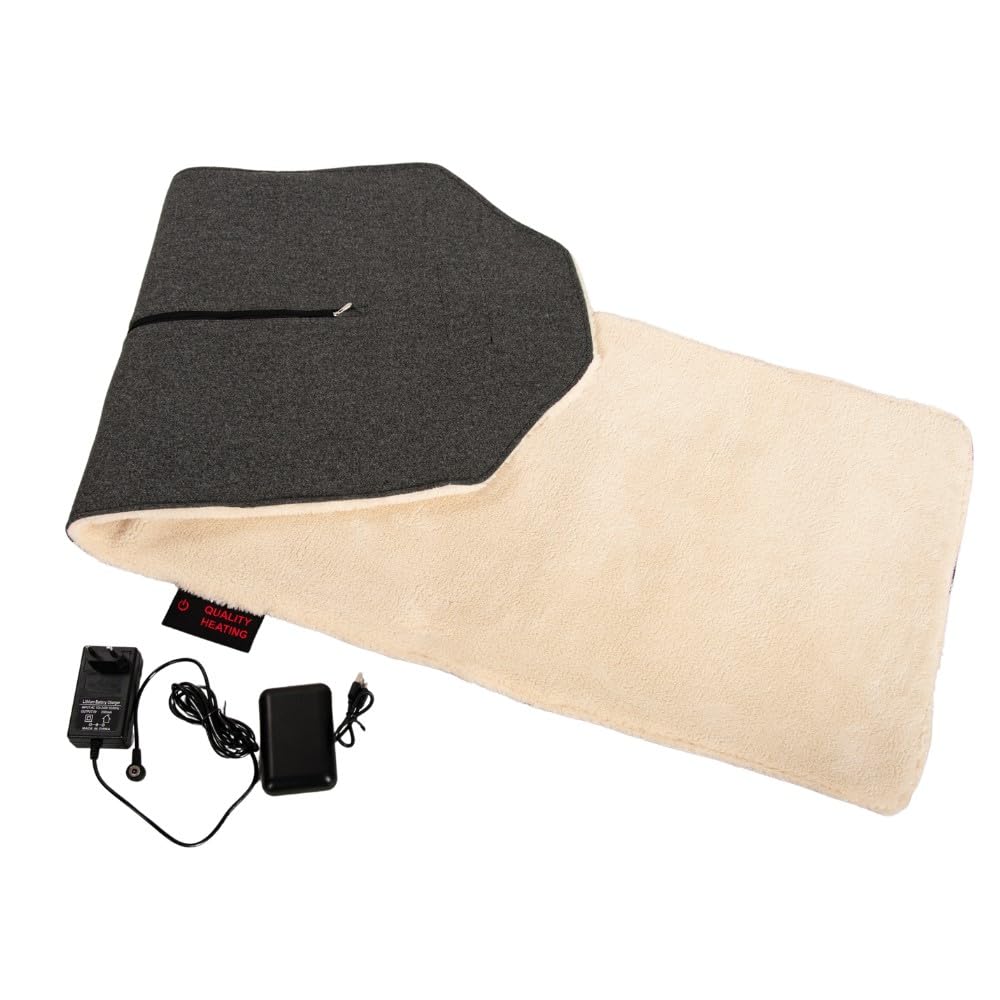 Warmy Manta Calor para Silla - 40x135cm, inalámbrico y recargable, manta eléctrica infrarroja, 3 posiciones, 10W, Off-White
