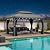 PURPLE LEAF 10' x 14' Hardtop Gazebo with String Lights Galvanized Steel Double Roof Gazebo with Aluminum Frames Outdoor Large Pavilion Gazebo for Patio Deck Garden, Light Grey
