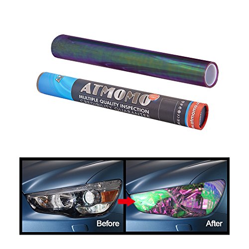 ATMOMO Purple 12 by 48 inches Self Adhesive Shiny Chameleon Headlights Films,Film Sheet Sticker,Tint Vinyl Film
