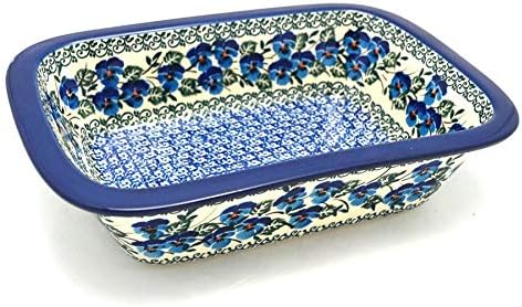 Polish Pottery Baker - Rectangular with Grip Lip - Winter Viola
