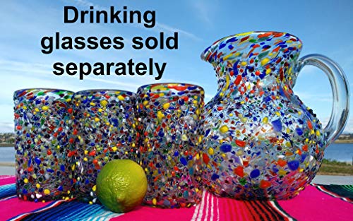 Mexican Hand Blown Glass Pitcher – Confetti Rock Design (84 oz)