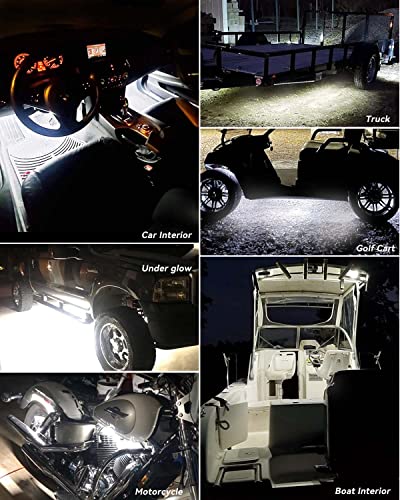 Image of 12V Led Light Strip 24 inch Connectable White Led Strip Lights for Cars Golf Cart Motorcycle Boat Trucks Waterproof Interior& Exterior, 4Pack