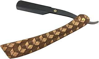 Beaupretty 2 peças de cabo de madeira chique, corte reto, barbeiro, barbeiro, facas de barbear dobráveis, masculinos, vintage, liso, de metal, barbeiro, barbeiro, sem lâmina, para salão de casa