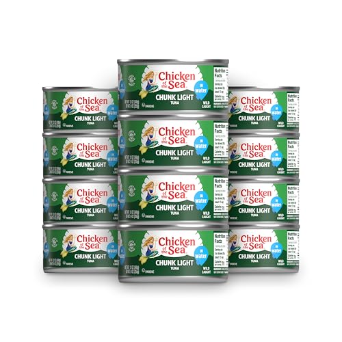 Image of Chicken of the Sea Chunk Light Tuna in Water, 12 oz. Cans (Pack of 12), Wild Caught Canned Tuna