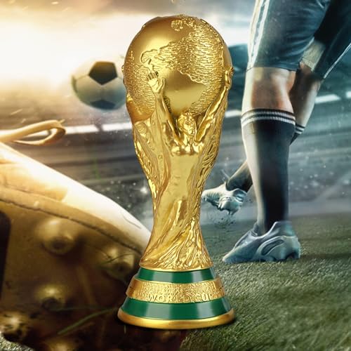 Image of 2023 14.1IN World Cup Trophy Replica Resin Soccer Collectibles Sports Fan Trophy Birthday Present Bedroom Office Desktop Display Cabinet Decor