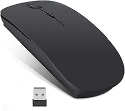 X4 Ultra Thin 2.4GHz and Bluetooth Wireless Rechargeable Optical Mouse Computer PC Mice with USB Adapter for Mac Windows Linux Mouse Wireless (Black with Bluetooth + 2.4Ghz)