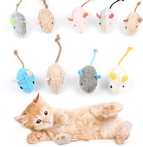 Catnip Jouets Souris, 9pcs Teeth Cleaning Jouet Interactif à l'herbe