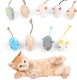 Catnip Jouets Souris, 9pcs Teeth Cleaning Jouet Interactif à l'herbe à Chat, Mini Souris en Peluche Jouet à Mâcher à l'herbe à Chat pour Kicking, Playing and Indoor Interacting (Color Mix)