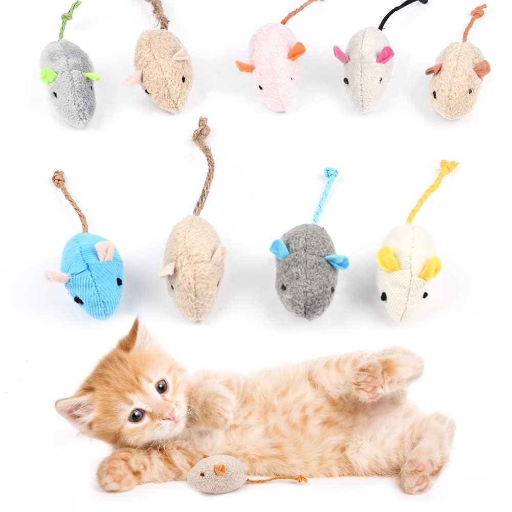 Adiwo Set di 9 Giocattolo per Topi per Gatti, Gatto Mouse Giocattoli, Topo di Peluche Giocattolo con Erba Gatta, Giocattolo di Erba Gatta Interattivo per Pulizia dei Denti, Coccolare e Giocare