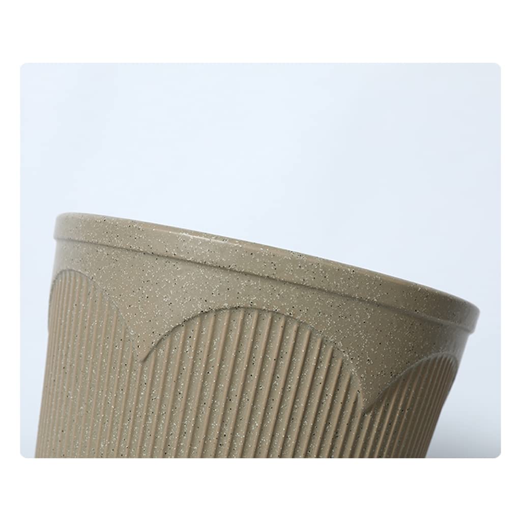 Vasi da Giardino Vaso da Fiori in Ceramica, vasi per Piante Marroni con Motivo Verticale con Foro di drenaggio e piattino per Decorazioni per Interni ed Esterni