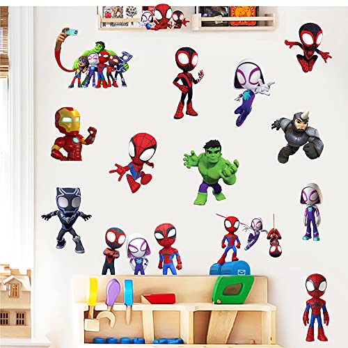 Spiderman And His Friends Wall Sticker Children's Cartoon Bedroom Background Wall Decoration Self-Adhesive Wall Sticker Pvc #TOP6