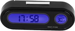 Dioche Reloj Digital 2 en 1 Con Termómetro y Voltímetro - Mini LED Electrónico Para el Interior del Coche