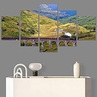 SIGNWIN 5 Panel Canvas Wall Art Modern Art Cars Edgy Industrial Mixed Media Multicolor Transportation for Home Decorations Ready to Hang - 60