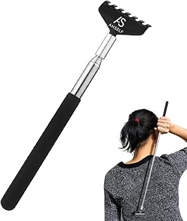 Stainless Steel Back Scratcher Massager Metal Compact Extendable 5 Section 20-68cm Scratching Tool, Portable Extendable Back Scratcher, Telescopic Back Scratcher for Human & Pet