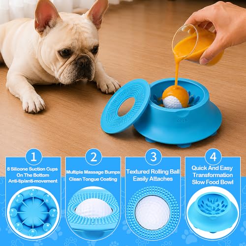 Slow Feeder Dog Bowl Lick Mat with Rolling Ball for Dog & Cat, Silicone - Image 5