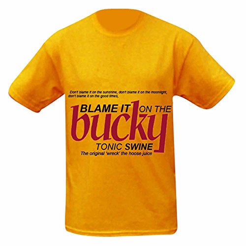 Scotland Buckfast Drink Blame it on the Bucky T-Shirt for Stag Parties & Leisurewear (Small) Orange
