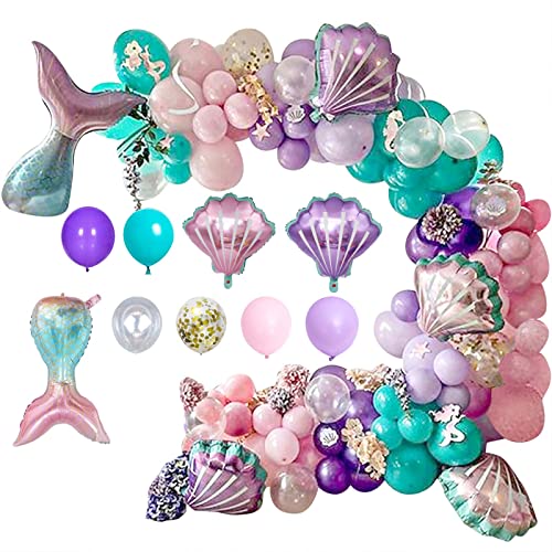 Image of DIY Balloon Garland Kit 95pack, Gold Confetti Balloons & Blue Pink Purple Latex Balloons for Baby Shower, Wedding, Birthday, Graduation,Party