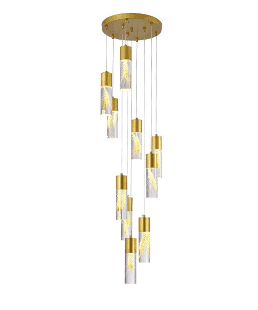 SXECAEPS Modern creative chandelier New Nordic Creative Atmosphere Wheat Ear Stair Long Led Villa Duplex Building Rotating Staircase (Size : 10-Lights)