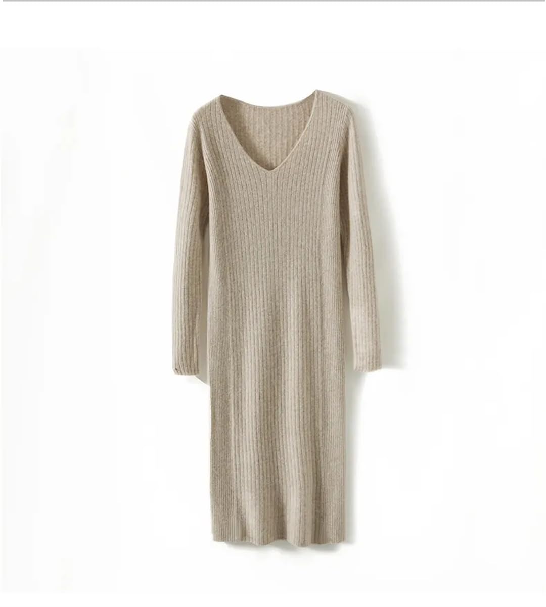 Maglione da donna in lana lavorato a maglia con scollo a V a righe tinta unita caldo