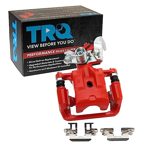 Image of TRQ Rear Right Brake Caliper w /Bracket Performance Red Passenger Side