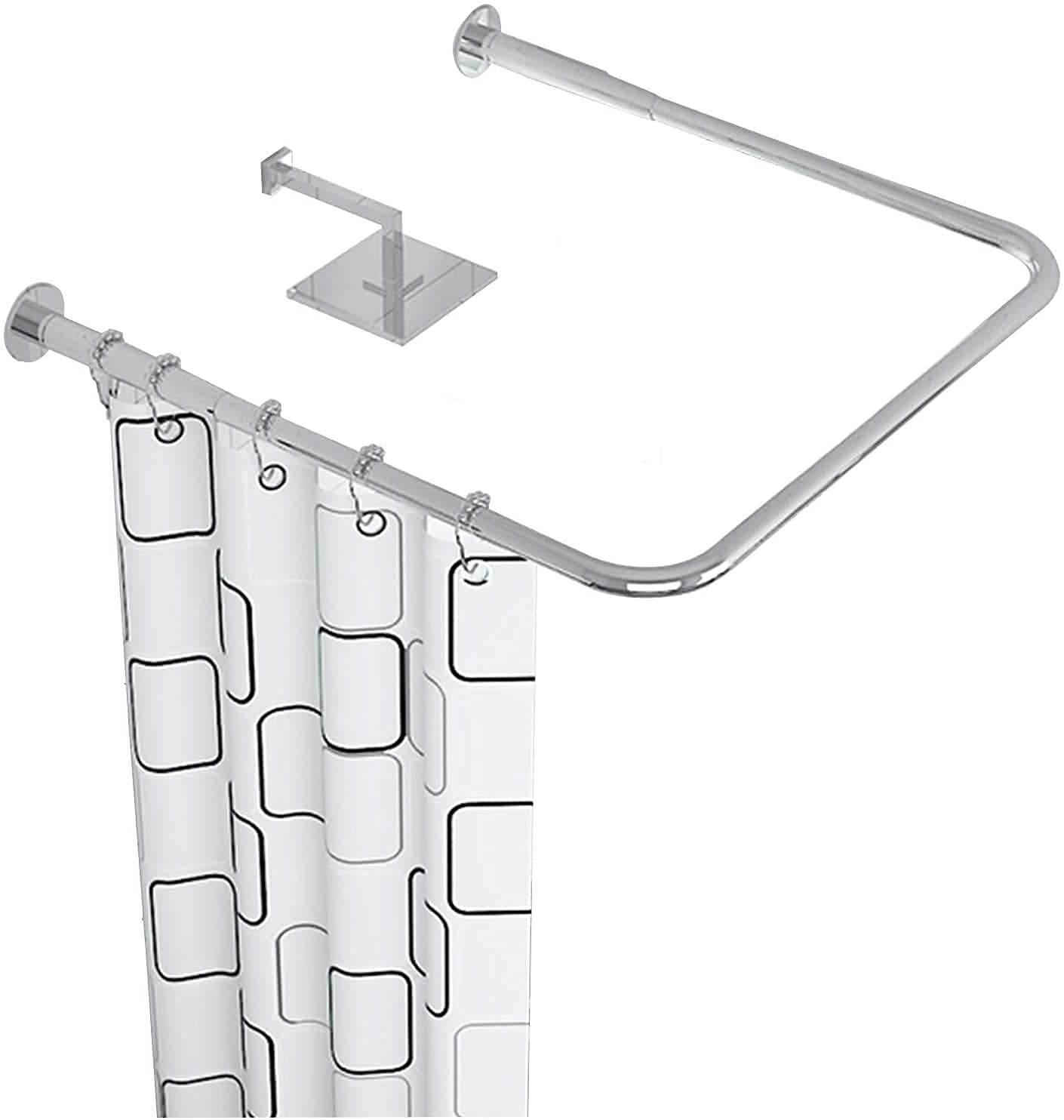 GLDYTVF Curved Shower Curtain Rod Adjustable Tension Rod for Bathtubs U-Shaped Pressure Mount Fits 80-120cm Ideal for Corner Showersand Easy to Install