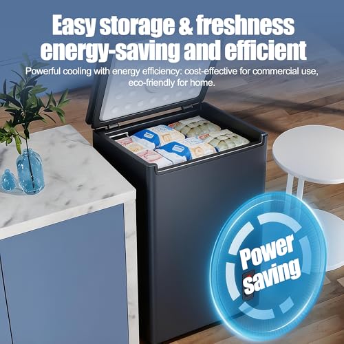 Image of 4.5 Cu. Ft. Small Chest Freezer, Top Door, Mini Deep Freezer,Metal, Freestanding with Removable Basket, for Home Kitchen Office (BLACK, 4.5Cu.ft)