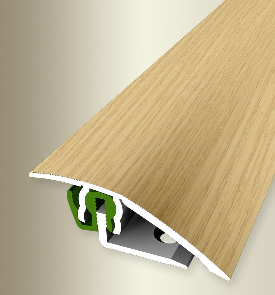 PROVISTON | Profil de transition | Profil de parquet | Largeur : 51 mm | Compensation de hauteur : 3-23 mm | Longueur : 900 mm | Profilé en aluminium | Chêne clair | 1 pièce